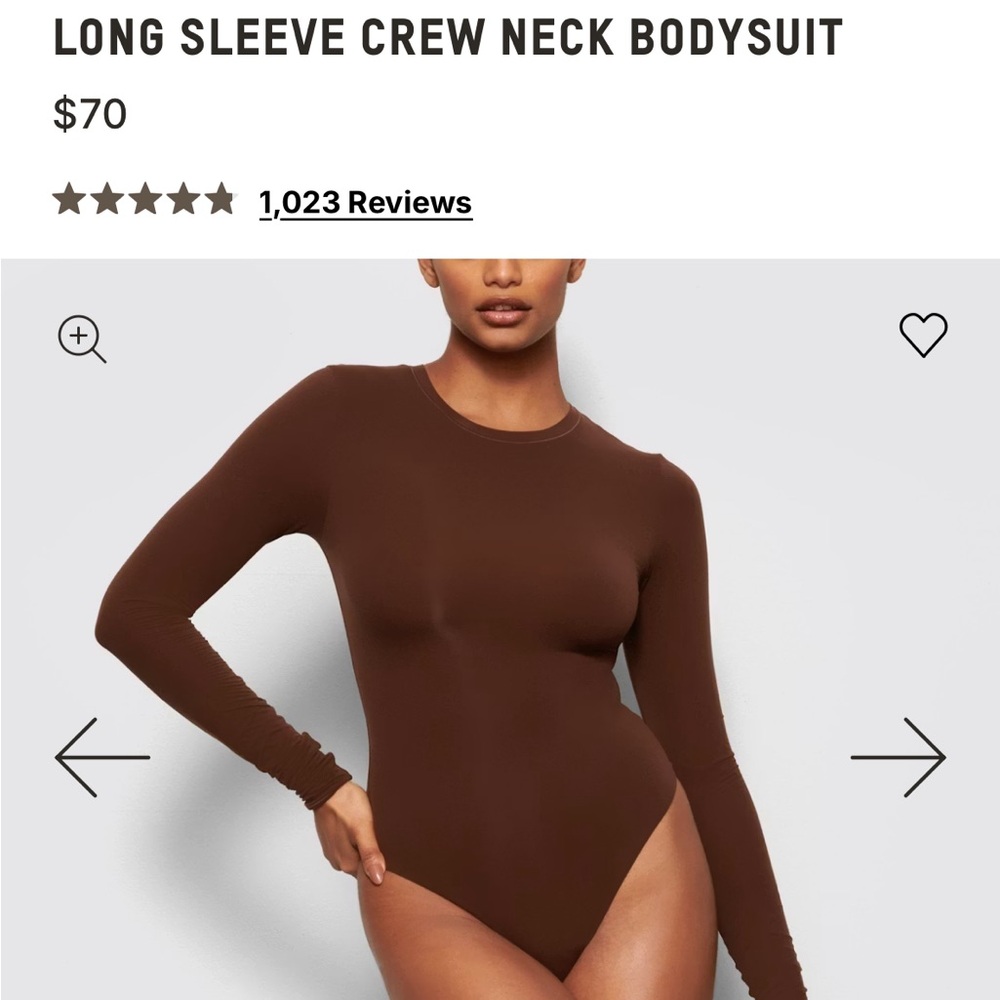 FITS EVERYBODY LONG SLEEVE CREW NECK BODYSUIT | COCOA Size S